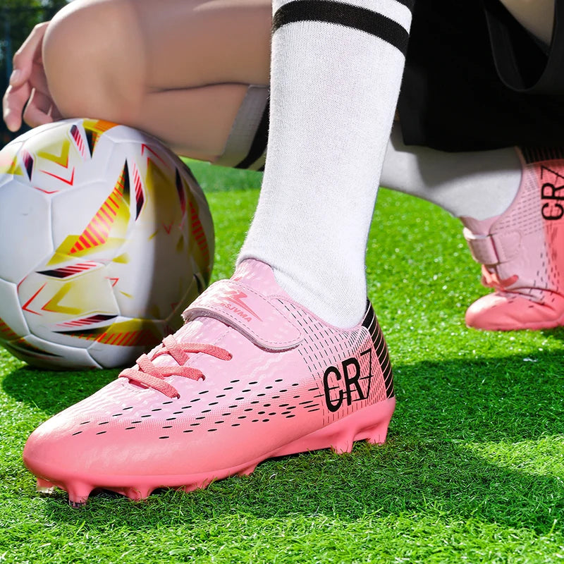 Chaussures de Football Ado Unisexe AG Gazon Synthétique — Respirantes, Fermeture Velcro EU 31–39