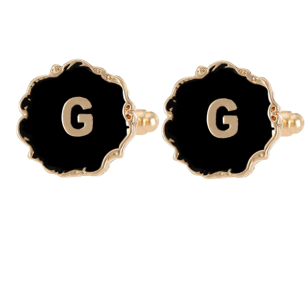 Boutons de manchette classiques pour hommes, 26 lettres initiales de l'alphabet, A B C D E F G H I J K L M N O P Q R S T U, bouton à manches V W X Y Z