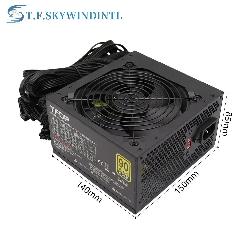 800W alimentation 90 PLUS or ATX ordinateur de bureau PSU Mining Chia puissance nominale 800W jeu compétitif Gamer 110V 220V
