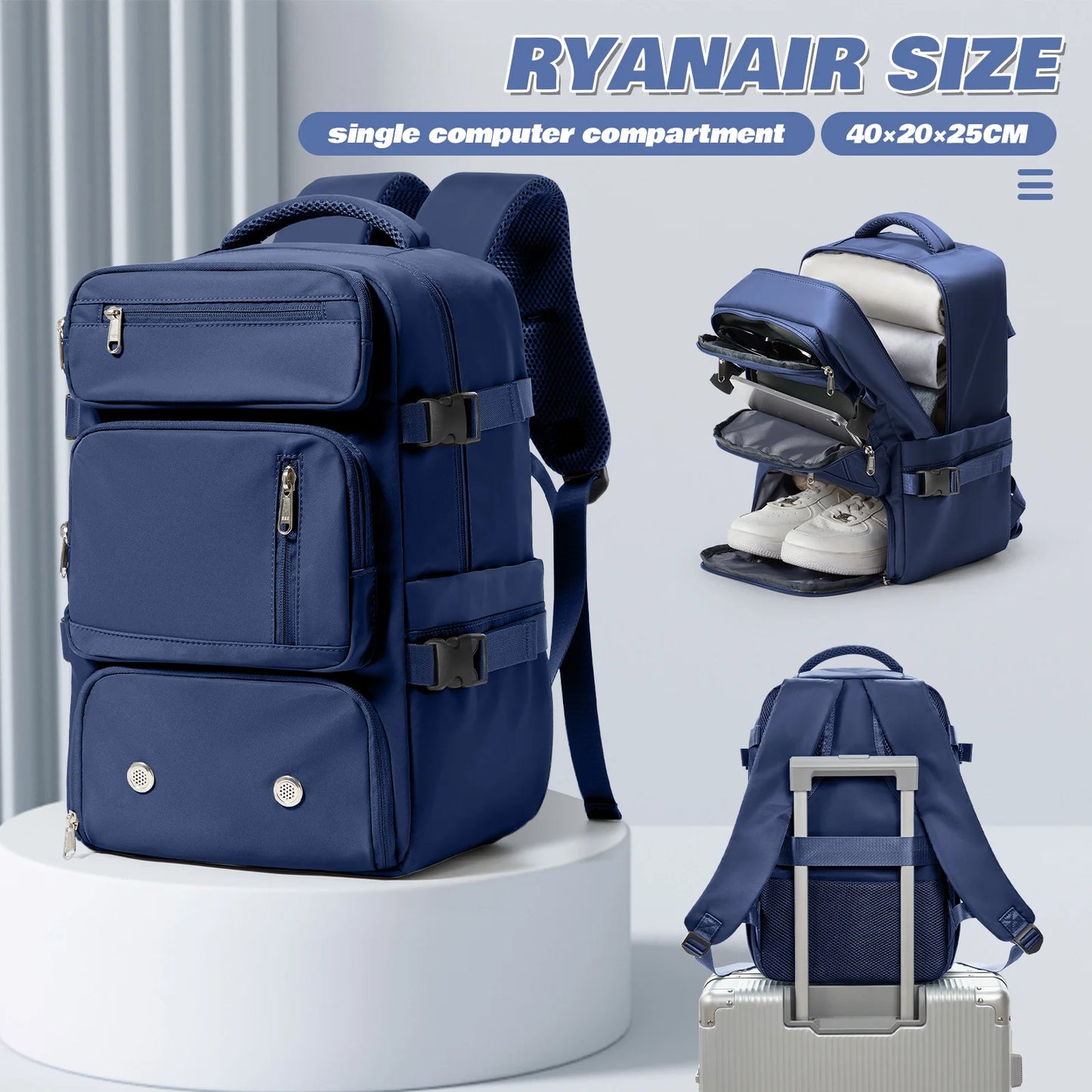 Sac à Dos Cabine Avion 40x20x25 Antivol — Sport Trekking Voyage Homme Femme