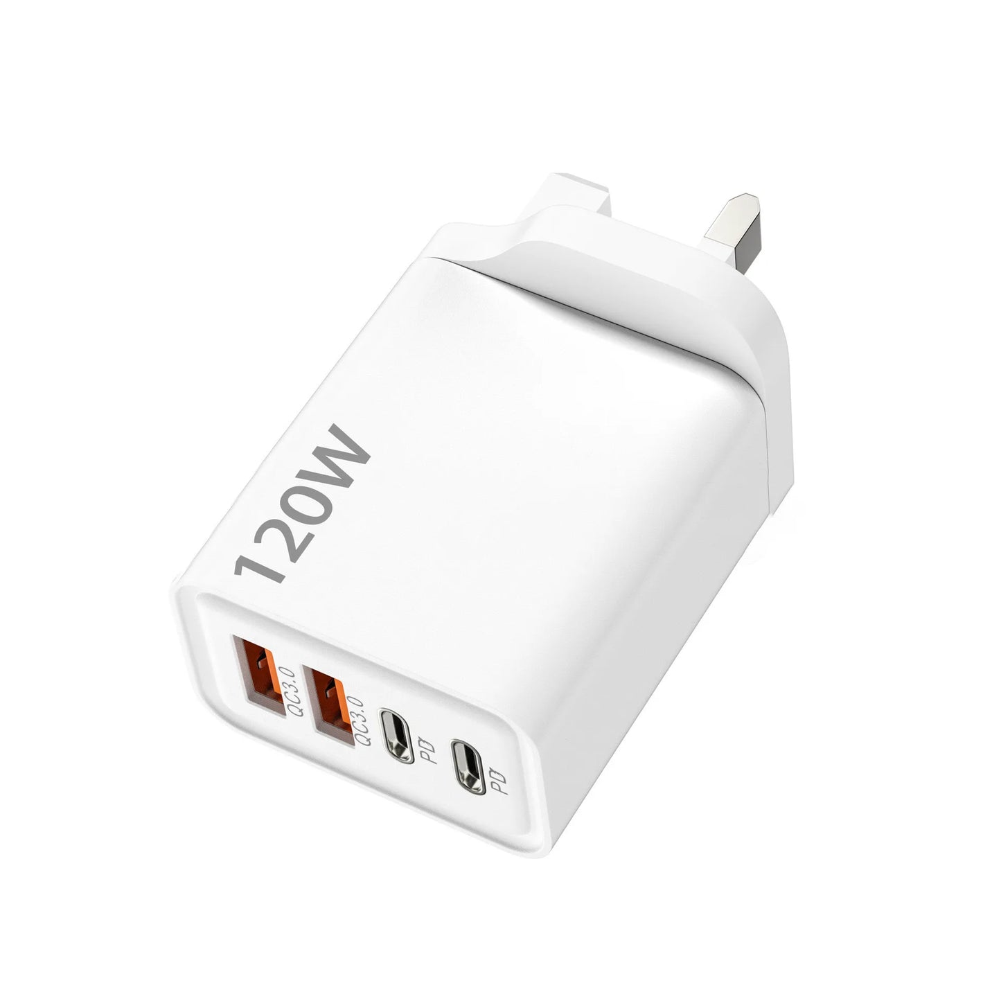Cargador rápido USB de 120W en total, 4 puertos PD, carga rápida USB 3.0, tipo C, enchufe universal de pared para UE, EE. UU., Reino Unido, adaptador de carga USB C.