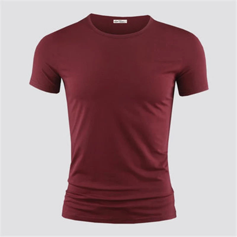 2026 hommes T-Shirt couleur Pure col en V à manches courtes hauts T-Shirts hommes T-Shirt collants noirs homme T-Shirts Fitness pour vêtements masculins