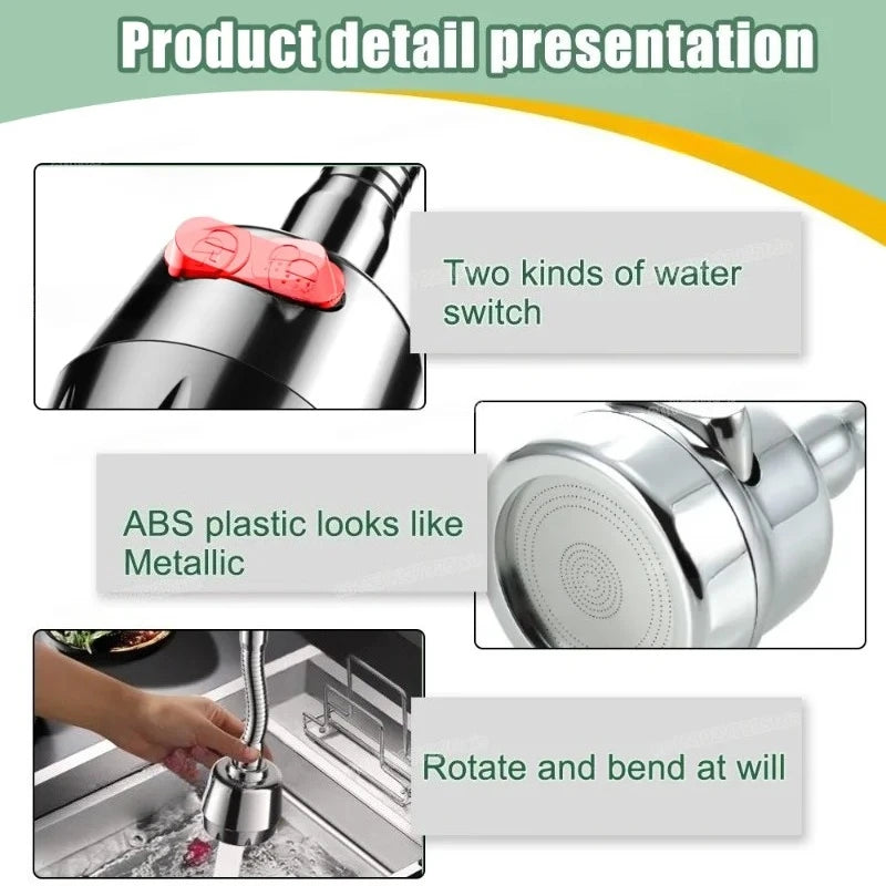 Extension de robinet rotative à 360 degrés, 2/3 modes, économie d'eau, adaptateur de buse de barboteur pour cuisine et salle de bains, accessoires de robinetterie de maison
