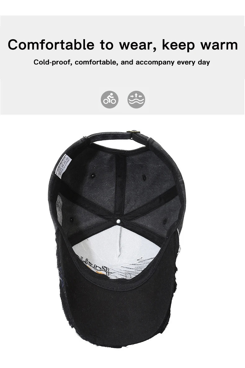 Gorra de béisbol retro desgastada informal para deportes al aire libre para cuatro estaciones, gorra de sol de primavera y otoño, gorra bordada con letras para hombres
