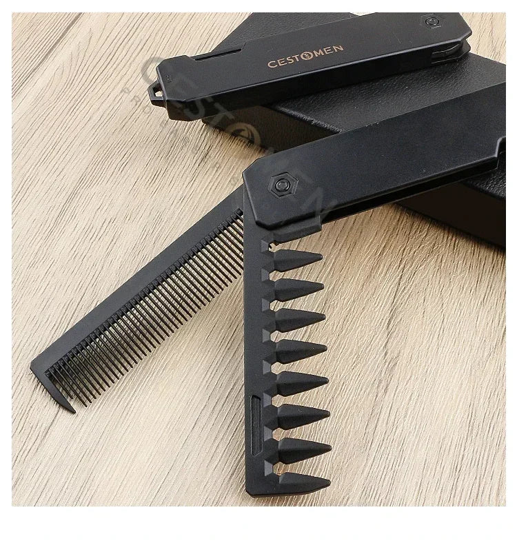 Nouveau 1/2/3 en 1 peignes pliants de poche en plastique à dents larges tête d'huile peigne barbe peignage barbier tondeuse peigne Salon outils de coiffure
