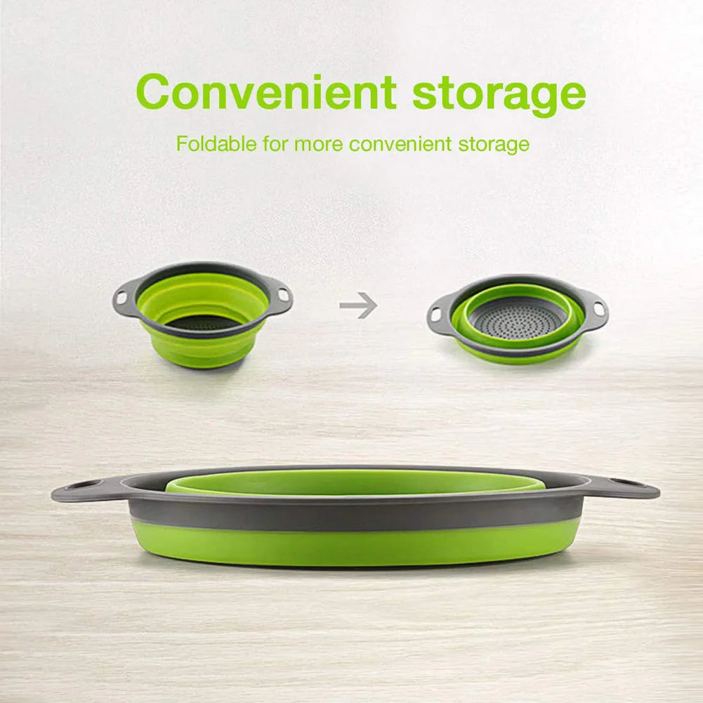 Panier de vidange pliant en Silicone, panier de lavage de fruits et légumes, passoire pliable, égouttoir pliable, outil de rangement de cuisine