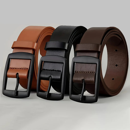 Men's luxury PU leather belt, metal pin buckle, high-quality brand, designer waist strap for jeans, women's belt