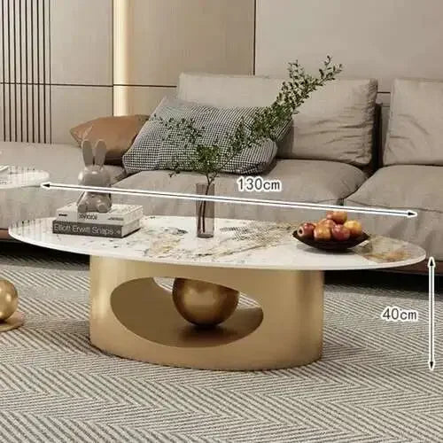 Modern coffee tables marble effect Deluxe Nordic oval white metal side table Premium Low Lounge Tables home furniture