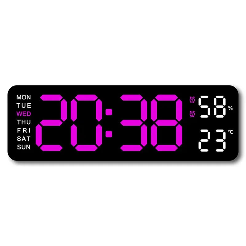 Grande horloge murale numérique de 9 pouces, alimentée par USB, température et humidité, variateur automatique, horloge de Table DST, réveil électronique LED 12/24H