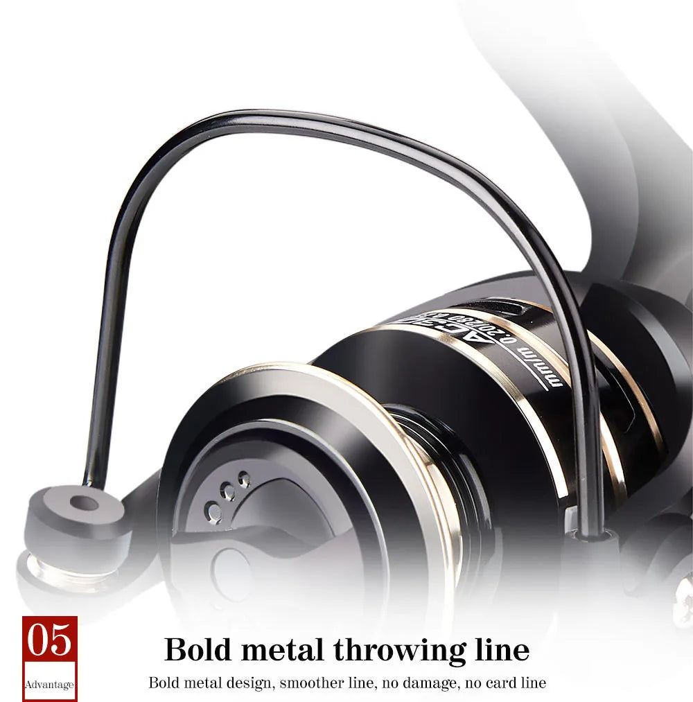 Le plus récent OKUMA AC2000-7000 Moulinet De Pêche En Métal Balle Grip Spinning Reel 5.2:1 Métal Moulinet Tasse 12KG Max Drag