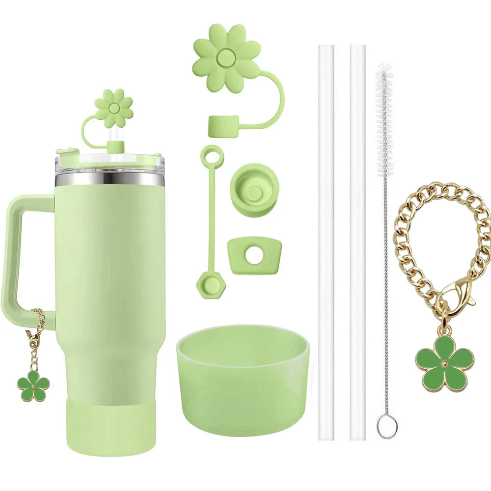 Kit Accessoires 9 Pièces pour Tasse Stanley — Bouchons, Brosses & Charme Floral