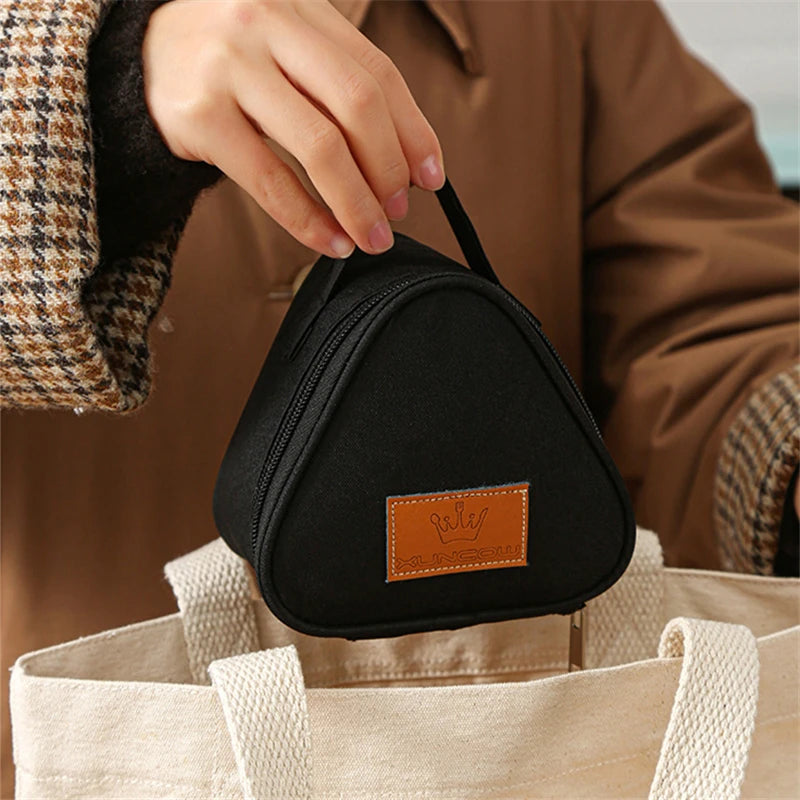 Mini bolsa aislante triangular de aluminio, enfriador térmico, bolsa de almuerzo para estudiantes, bolsa para bolas de arroz, fiambrera, bolsas de transporte para almuerzo Bento