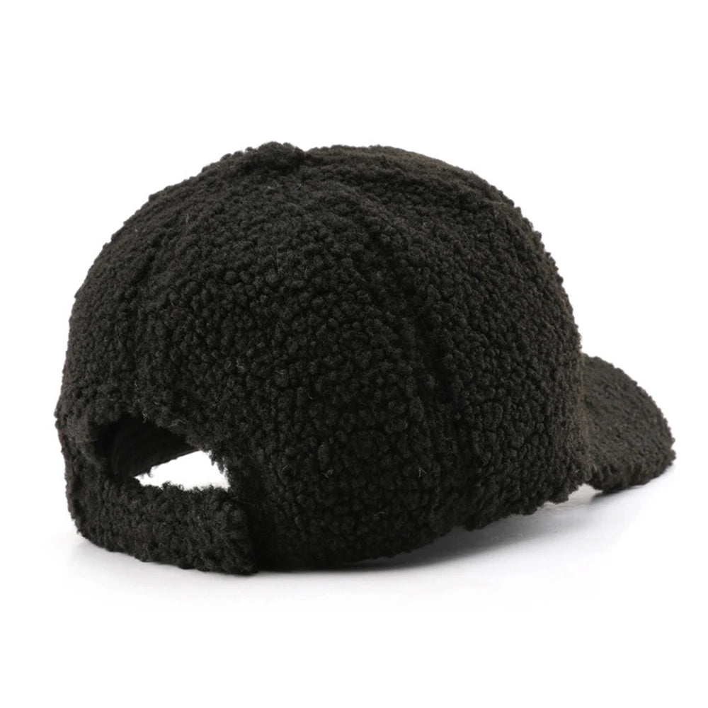 Casquette de baseball en laine d'agneau verte — lettres dorées, trucker, hiver (v2)