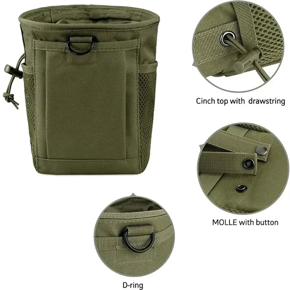 Pochette de décharge Molle, pochette de récupération de magazines de chasse, sac de munitions à cordon de serrage, sac banane de taille, sac étui réglable