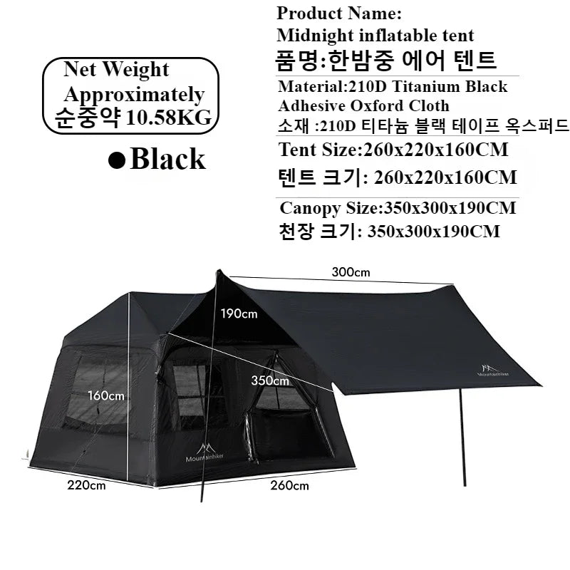 Tente Camping Gonflable Portable 3-5 Personnes — Étanche Ouverture Rapide Anti-UV