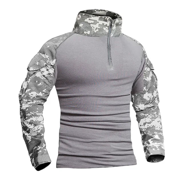 T-Shirts de randonnée tactiques en plein air pour hommes, Combat militaire de l'armée CP Camouflage à manches longues, chemise d'escalade de chasse, vêtements de Sport en coton