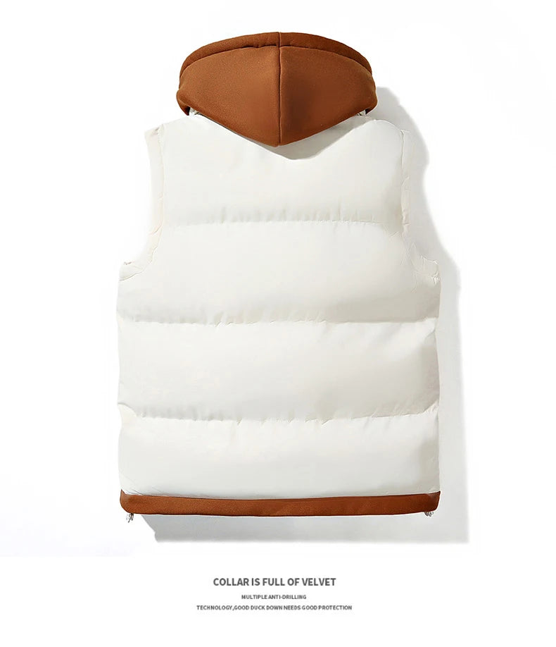 Veste d'hiver à capuche pour hommes, manteau en duvet de coton, gilet épais, gilet chaud, manteau décontracté