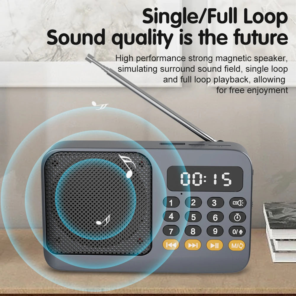 Radio FM portátil Bluetooth 5.0, pequeña caja de sonido recargable de emergencia, Mini altavoz Vintage, reproductor de MP3, compatible con tarjeta TF, unidad USB