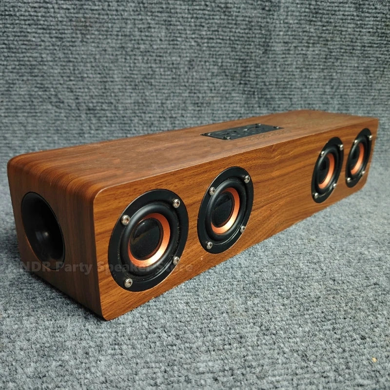 W8C – retro wooden soundbar, wireless Bluetooth speakers, tabletop computer horn, portable heavy bass, stereo surround music sound