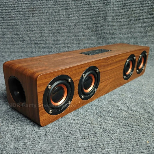W8C – retro wooden soundbar, wireless Bluetooth speakers, tabletop computer horn, portable heavy bass, stereo surround music sound