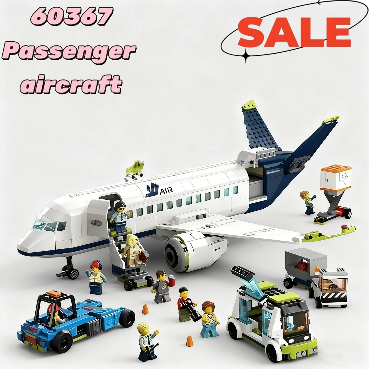 Building blocks for kids, passenger plane Compatible 60367, 913 pieces, cabin can open and close, suitable for birthday parties