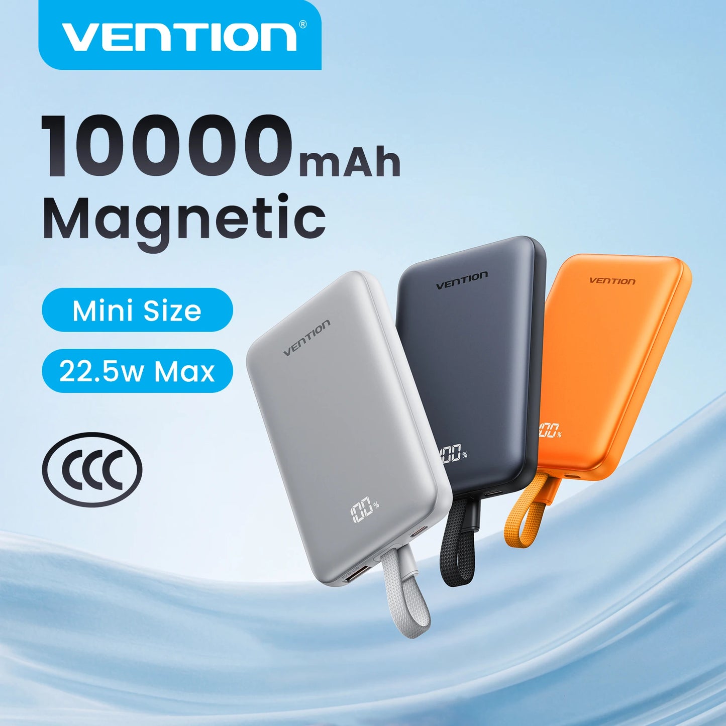[Certification CCC] Batterie externe magnétique Vention 22,5W 10000mAh Portable 3C Powerbank Chargeur rapide sans fil 15W pour iPhone 17 16