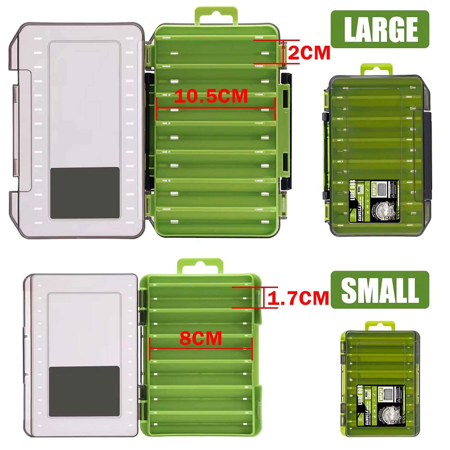 Caja de aparejos de pesca con 14 compartimentos, accesorios de pesca, estuche de almacenamiento para anzuelos de señuelo, cajas de almacenamiento de herramientas de pesca de doble cara