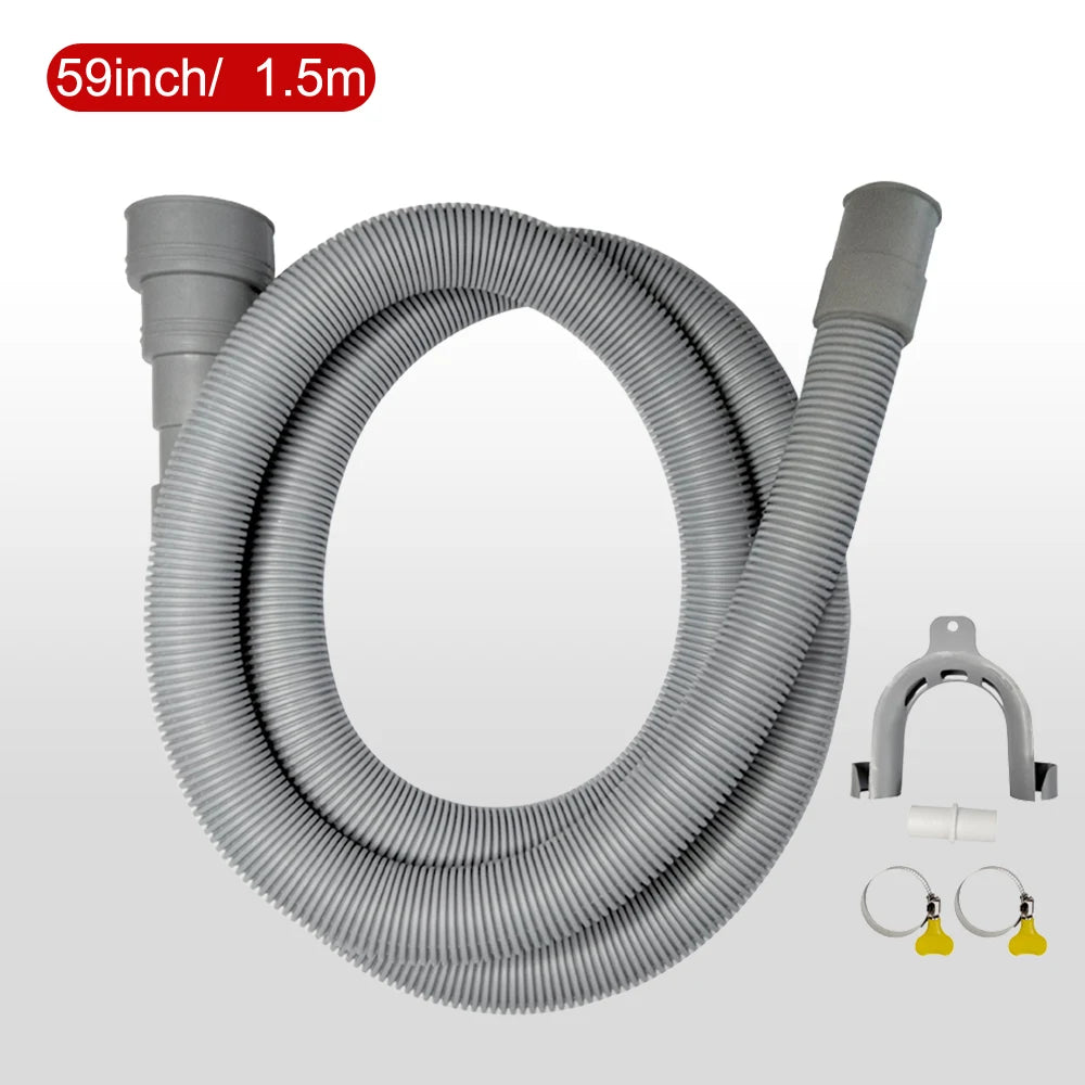 Kit de manguera de drenaje para lavadora y lavavajillas, que incluye manguera corrugada flexible, adaptador de extensión y abrazadera, 1 unidad