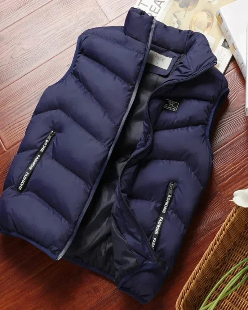 Manteaux bouffants sans manches pour hommes, doudoune de couleur unie, gilet chaud d'hiver, vêtements d'extérieur, coupe-vent, nouvelle collection 2024