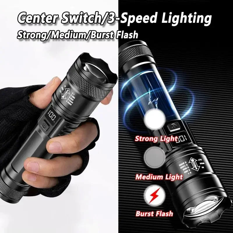 Lampe frontale puissante à LED portable avec capteur, rechargeable par USB, lampe torche frontale pour camping, pêche, lanterne d'urgence