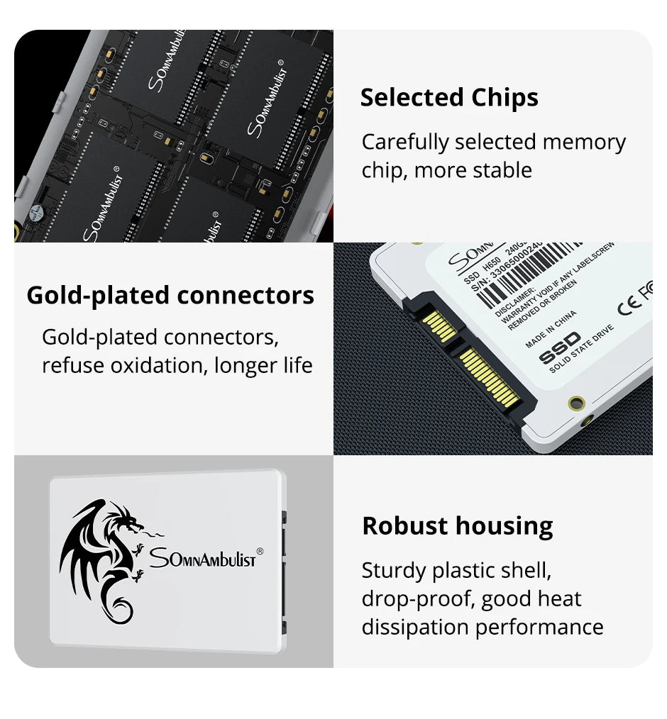SomnAmbulist SSD 2.5 64GB 128GB 256GB 512GB pour ordinateur portable de bureau disque SSD Sata3 120GB 240GB 480GB