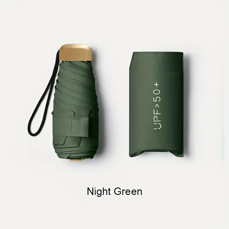Paraguas de protección UV ultraligero – Diseño compacto y plegable con mango de acero inoxidable para sol y lluvia, toldo duradero de 190T