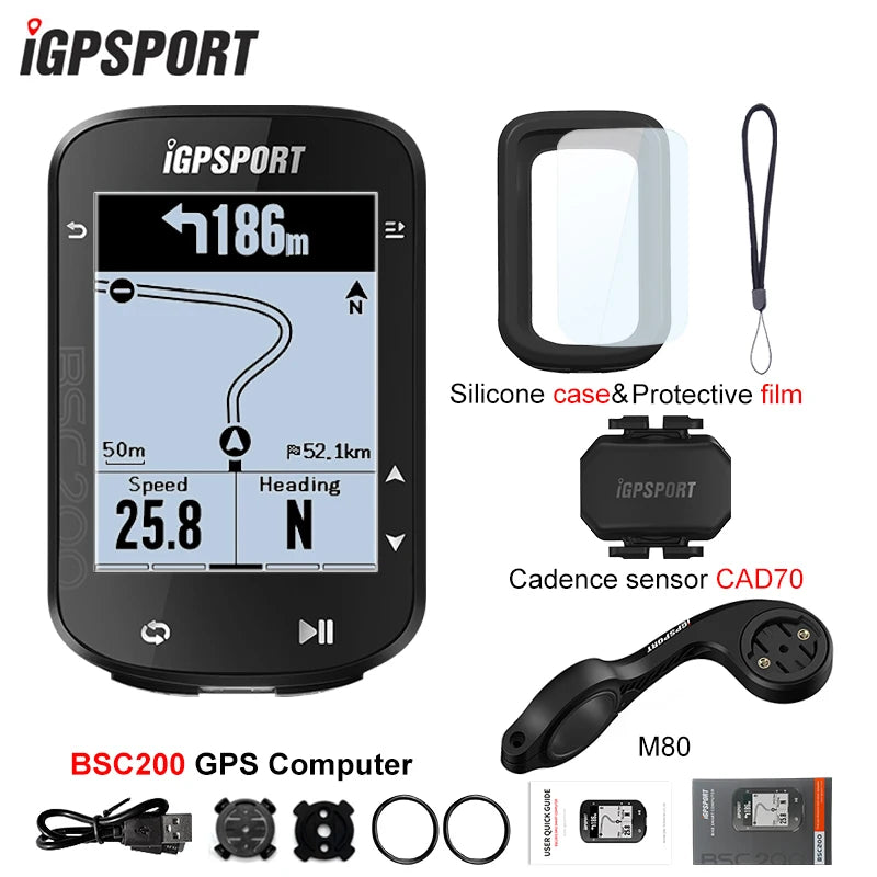 Ordinateur de vélo GPS sans fil — compteur de vitesse numérique, navigation route, chronomètre, odomètre