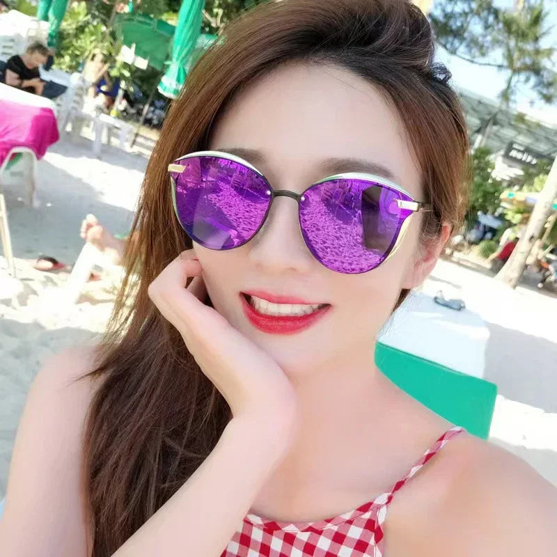 Gafas de sol polarizadas de lujo para mujer, redondas, para mujer, lentes de sol para mujer