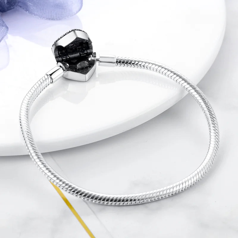 Pulsera de moda S925 de plata chapada con corazón de melocotón de amor brillante con circonitas para mujer, abalorios de bricolaje, cuentas finas, joyería de cumpleaños, bricolaje