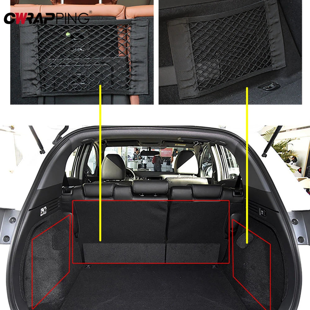 Bolsa de almacenamiento para maletero de coche, red de nailon, organizador de maletero trasero de coche, red elástica para equipaje, bolsillo, suministros para vehículos