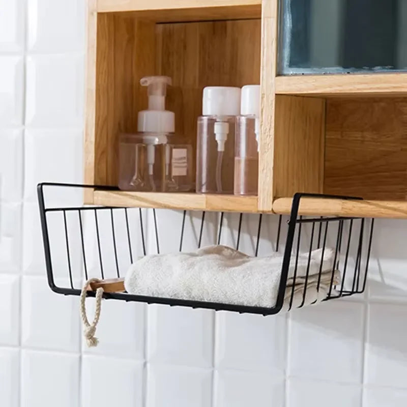 Cesto organizador multiusos con fondo de hierro, cesto de almacenamiento para cocina y baño, estante de almacenamiento