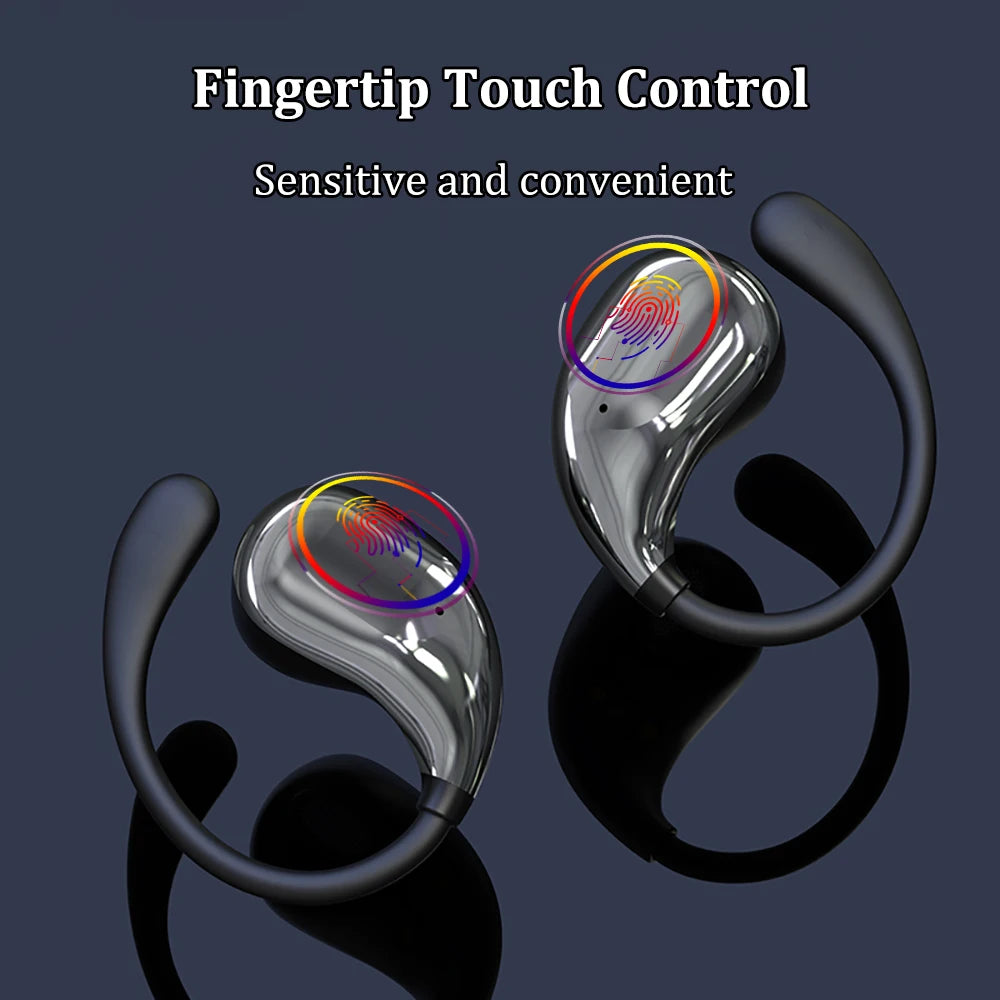 Bluetooth 5.4 Ear Hook Headphones TWS Wireless Earbuds HiFi Stereo Waterproof Headsets LED Display Long Standby Touch Earphones