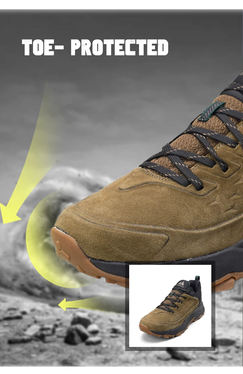 HIKEUP chaussures de randonnée pour hommes Sports de plein air Camping chasse marche chaussure daim cuir véritable respirant Sneaker antidérapant