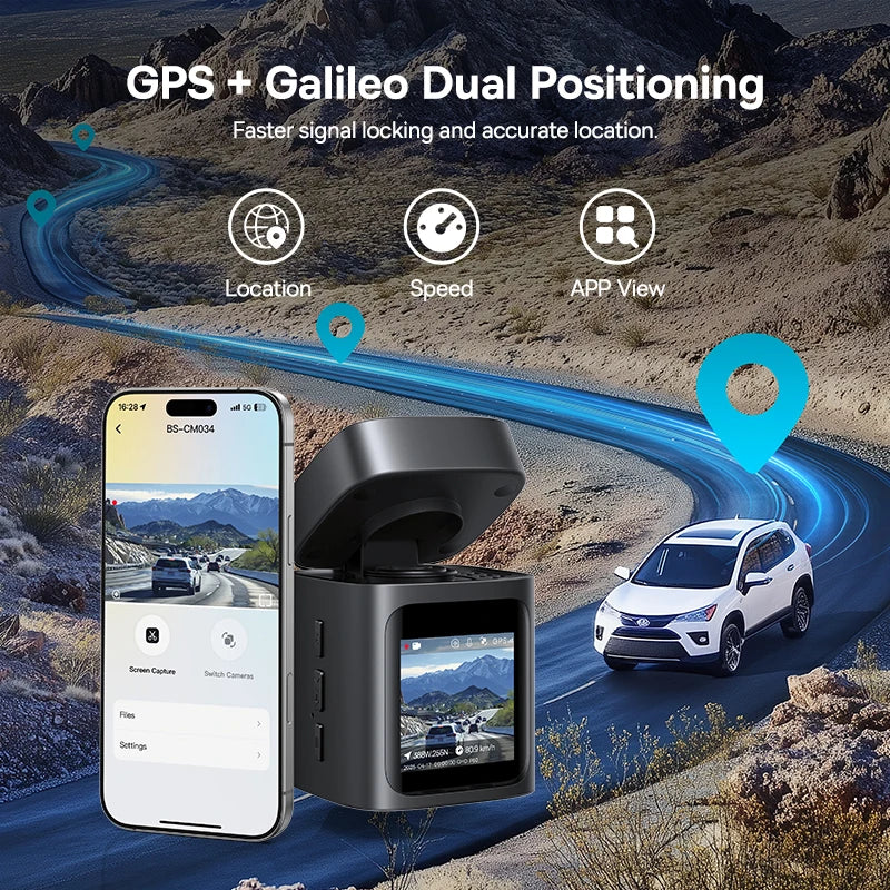 Baseus 3K Dash Cam VD1 Front and Rear Camera HD Built-in GPS Galileo Supercapacitor Car DVR Car Camera Recorder Supports 24H Parking