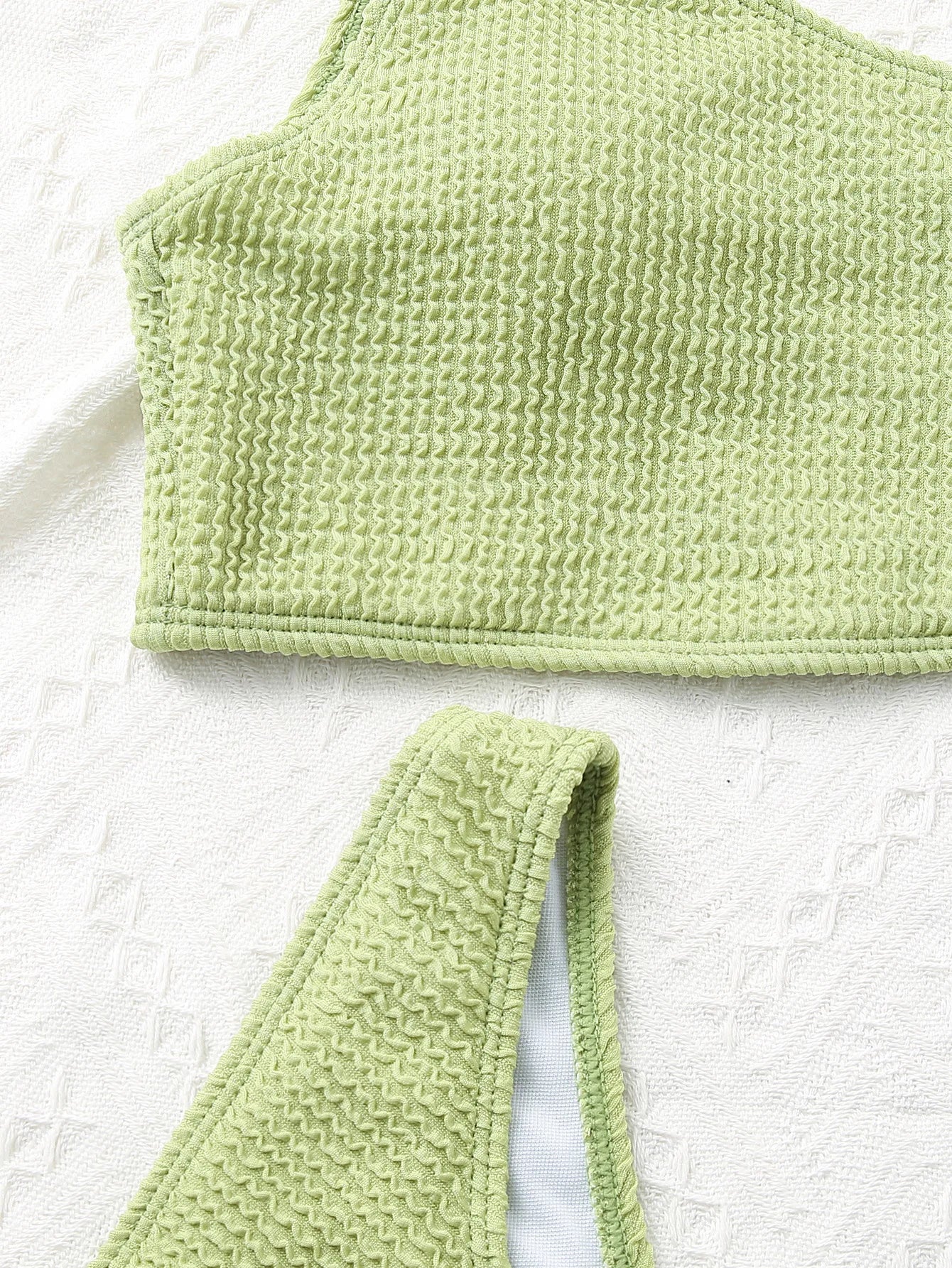 Une épaule Bikini texturé maillots de bain coupe haute maillot de bain solide maillot de bain femmes brésilien 2025 mode