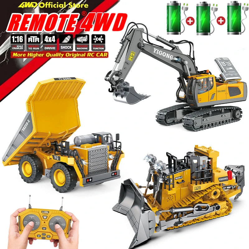 Pelle télécommandée 4WD, camion à benne basculante en alliage 4x4, Bulldozer, modèle Radio, voiture RC, véhicule de Construction, jouet, cadeaux pour enfants