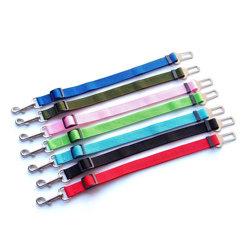 Accesorios ajustables para perros, cinturón de seguridad para mascotas, gatos, perros, asiento para mascotas, arnés de vehículo, clip de plomo, palanca de seguridad, collares de tracción para perros