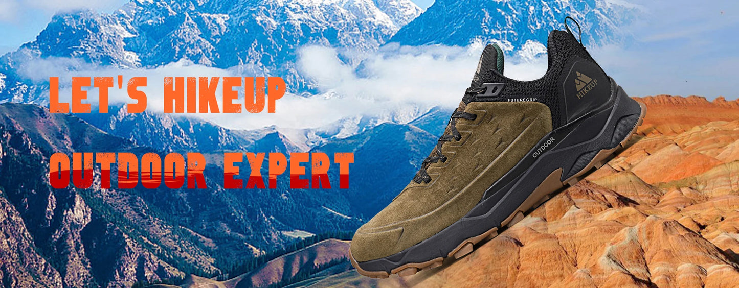 HIKEUP chaussures de randonnée pour hommes Sports de plein air Camping chasse marche chaussure daim cuir véritable respirant Sneaker antidérapant