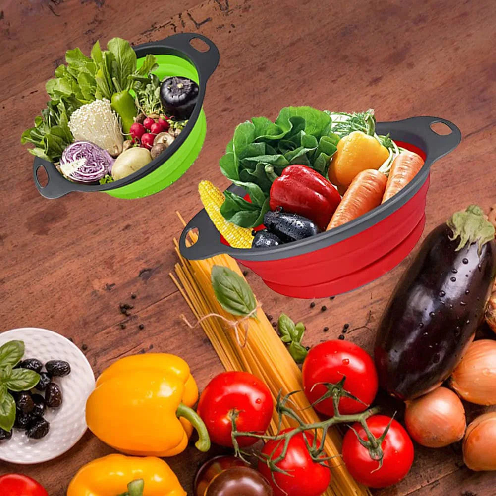 Panier de vidange pliant en Silicone, panier de lavage de fruits et légumes, passoire pliable, égouttoir pliable, outil de rangement de cuisine