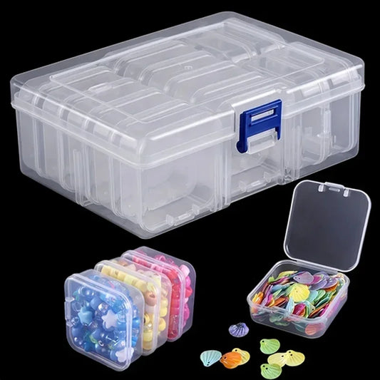 Caja de plástico transparente, caja de embalaje, caja de almacenamiento de escritorio portátil para joyas femeninas, material hecho a mano, bricolaje