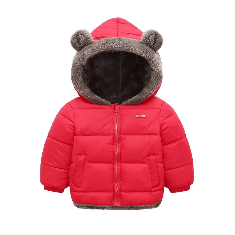 Baby Boys Girls Hooded Jacket Cotton Outerwear Thick Fleece Coat for Kids Winter Cashmere Padded Jackets Boys Girls Warm Coats