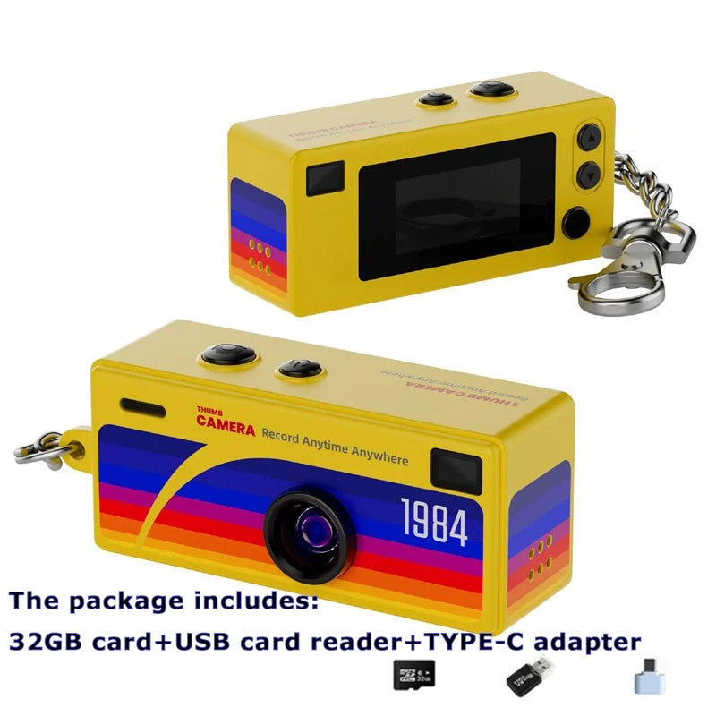 Mini cámara llavero de 0,96 pulgadas, cámara de acción retro, compatible con tarjeta de memoria, 1080P, cámara de vídeo muy pequeña, grabadora de vídeo