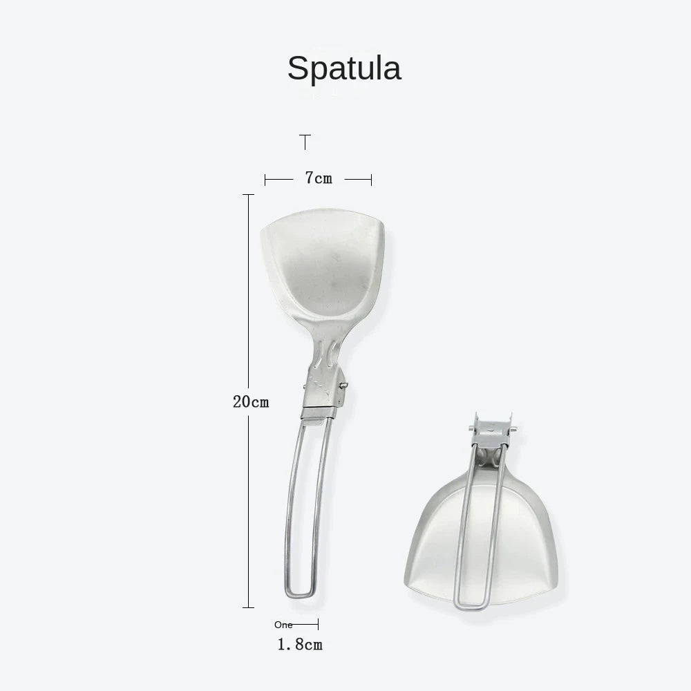 Spatule pliante cuillère pelle tourneur de nourriture Portable 304 en acier inoxydable Camping en plein air barbecue cuisine vaisselle fournitures de pique-nique ﻿