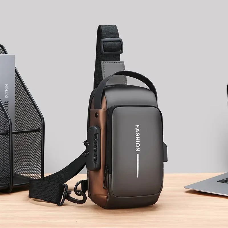 Bolso bandolera elegante para hombre – Tela Oxford duradera, bandolera de pecho con bolsillo para teléfono, cierre de cremallera